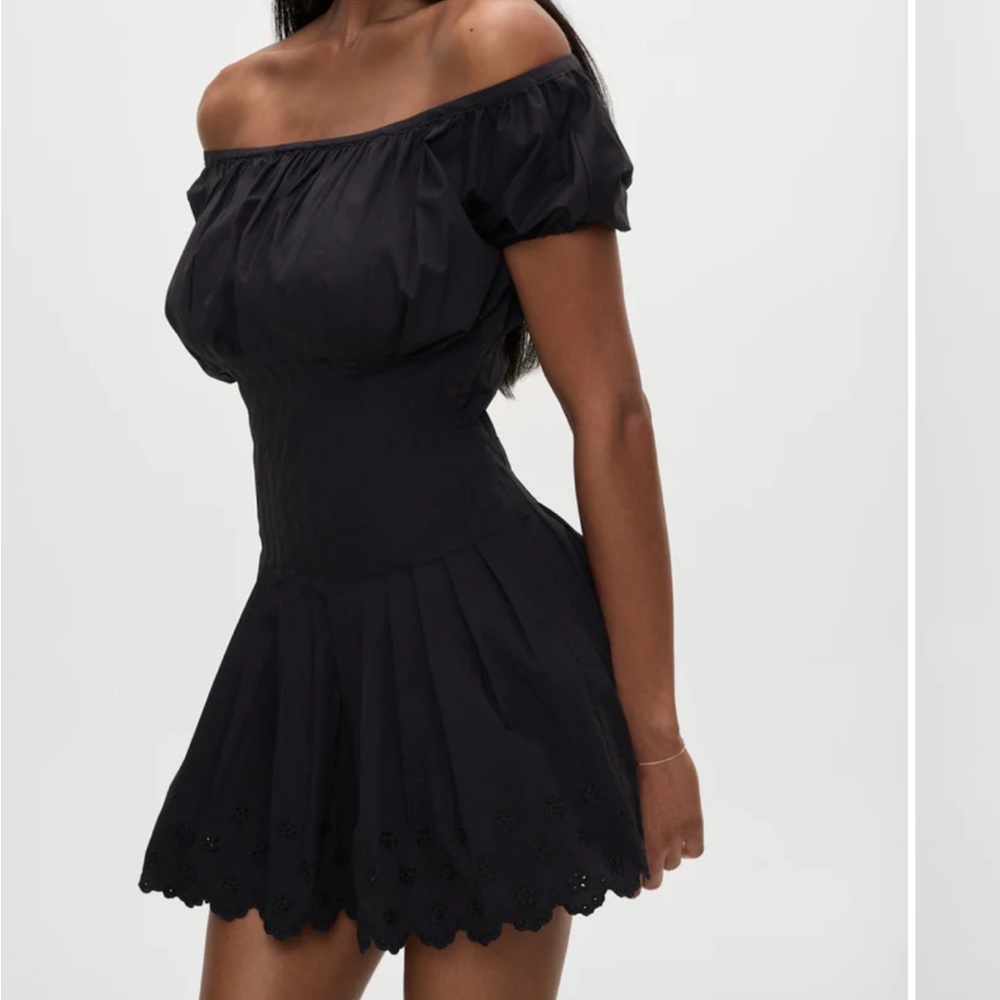 Frankie's Bikinis Black Off-Shoulder Mini Dress